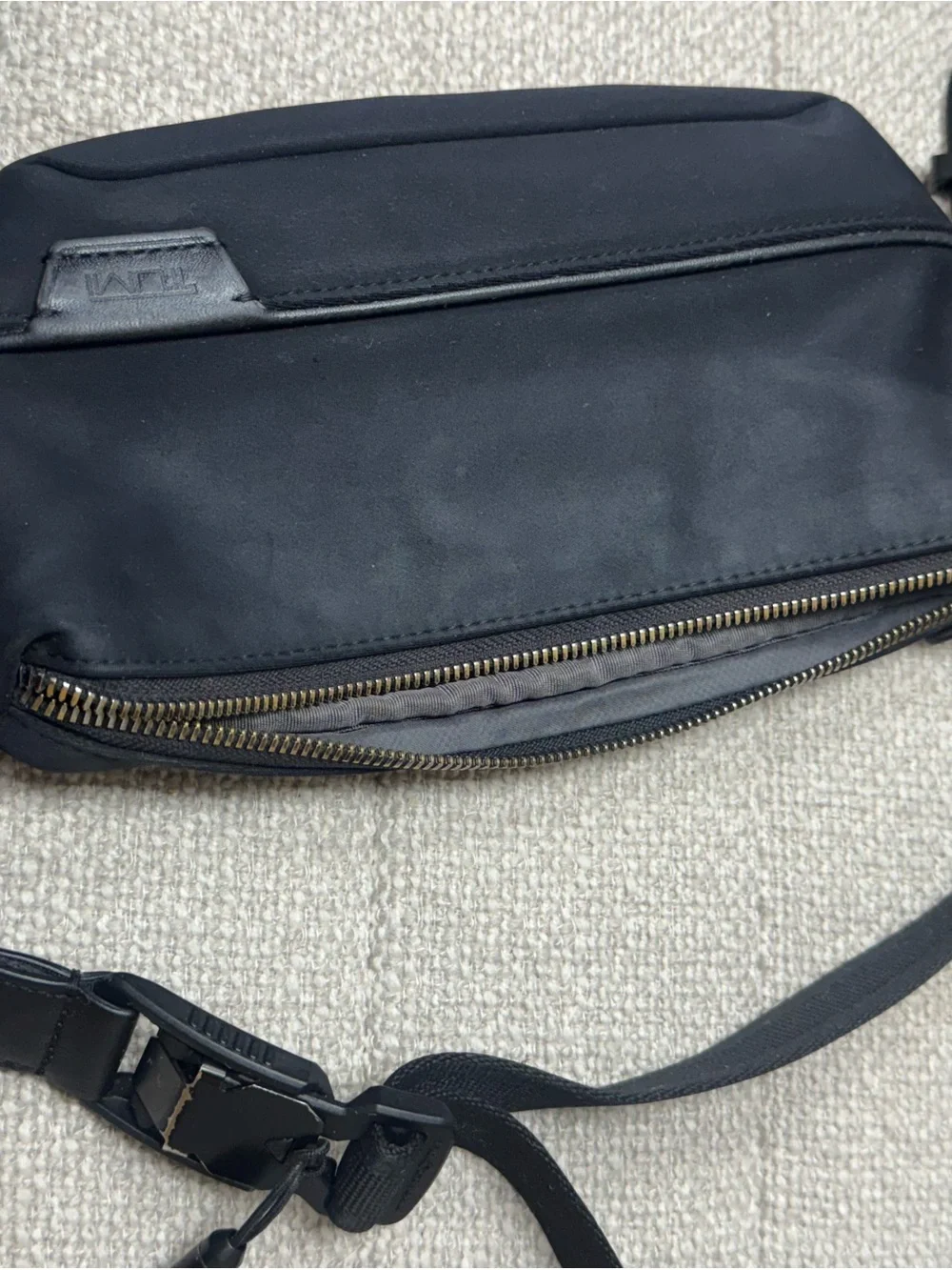 Tumi Black Nylon Crossbody Belt Bag with Top Zip